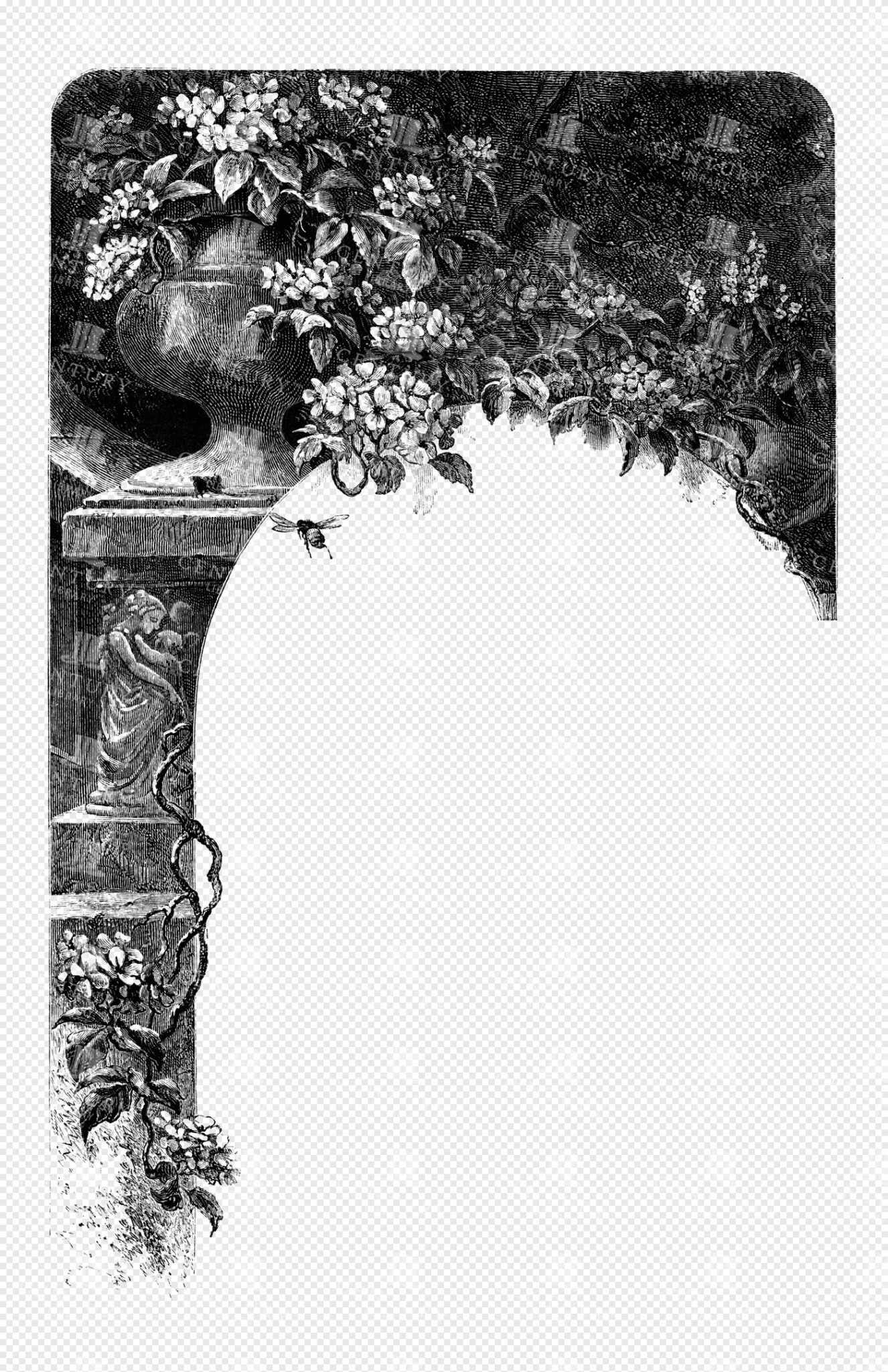 Floral Frame with Blooming Flowers
