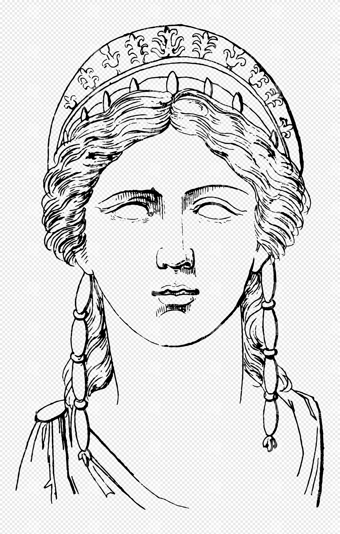 Mythological Greek Goddess Bust with Braided Hair and Ornate Laurel Crown