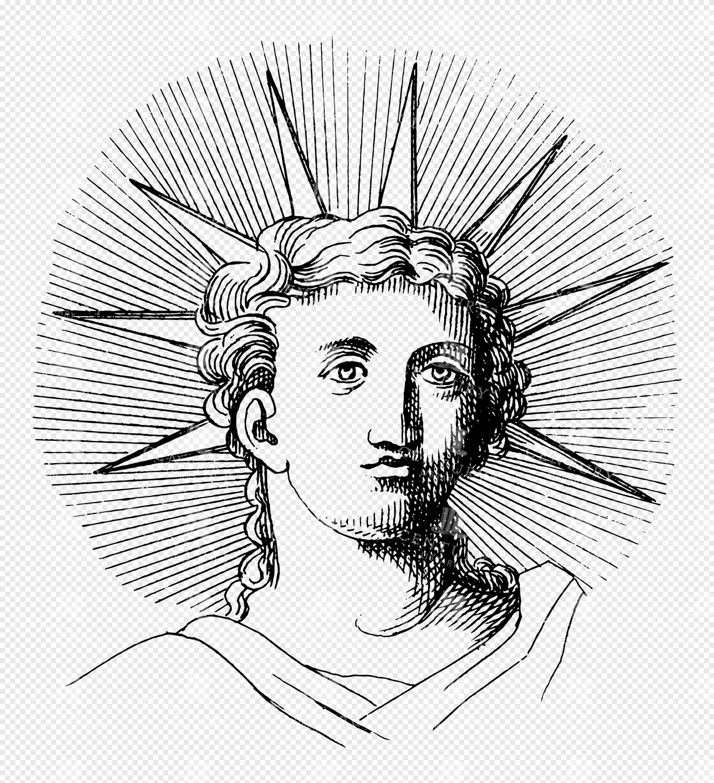 Radiant Greek God Helios with Flowing Hair