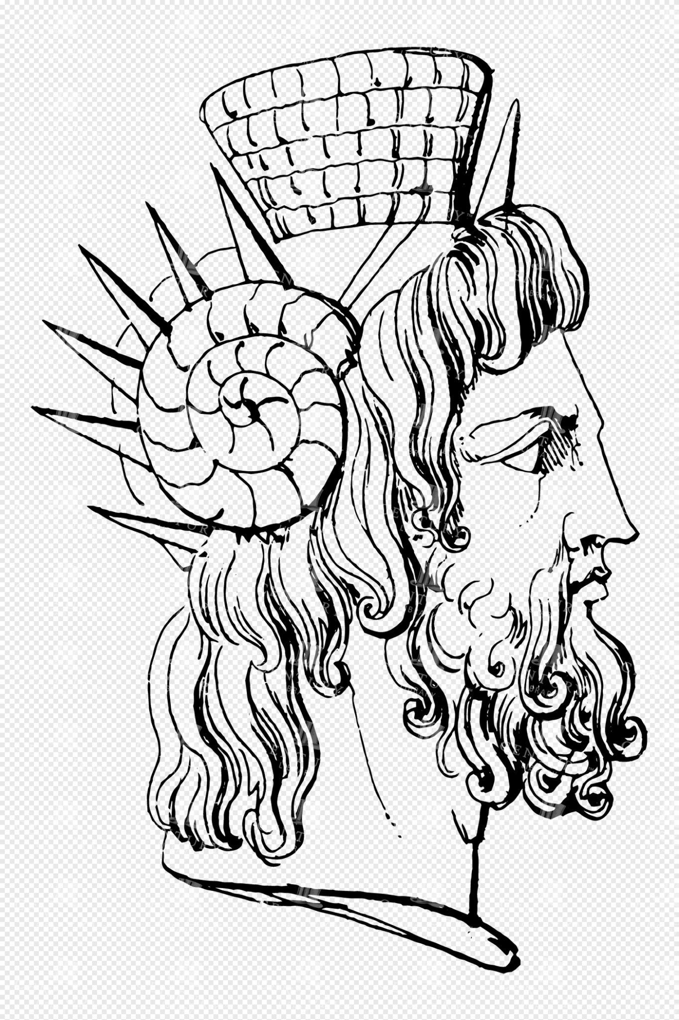 Poseidon with Nautical Crown and Spiraled Shell
