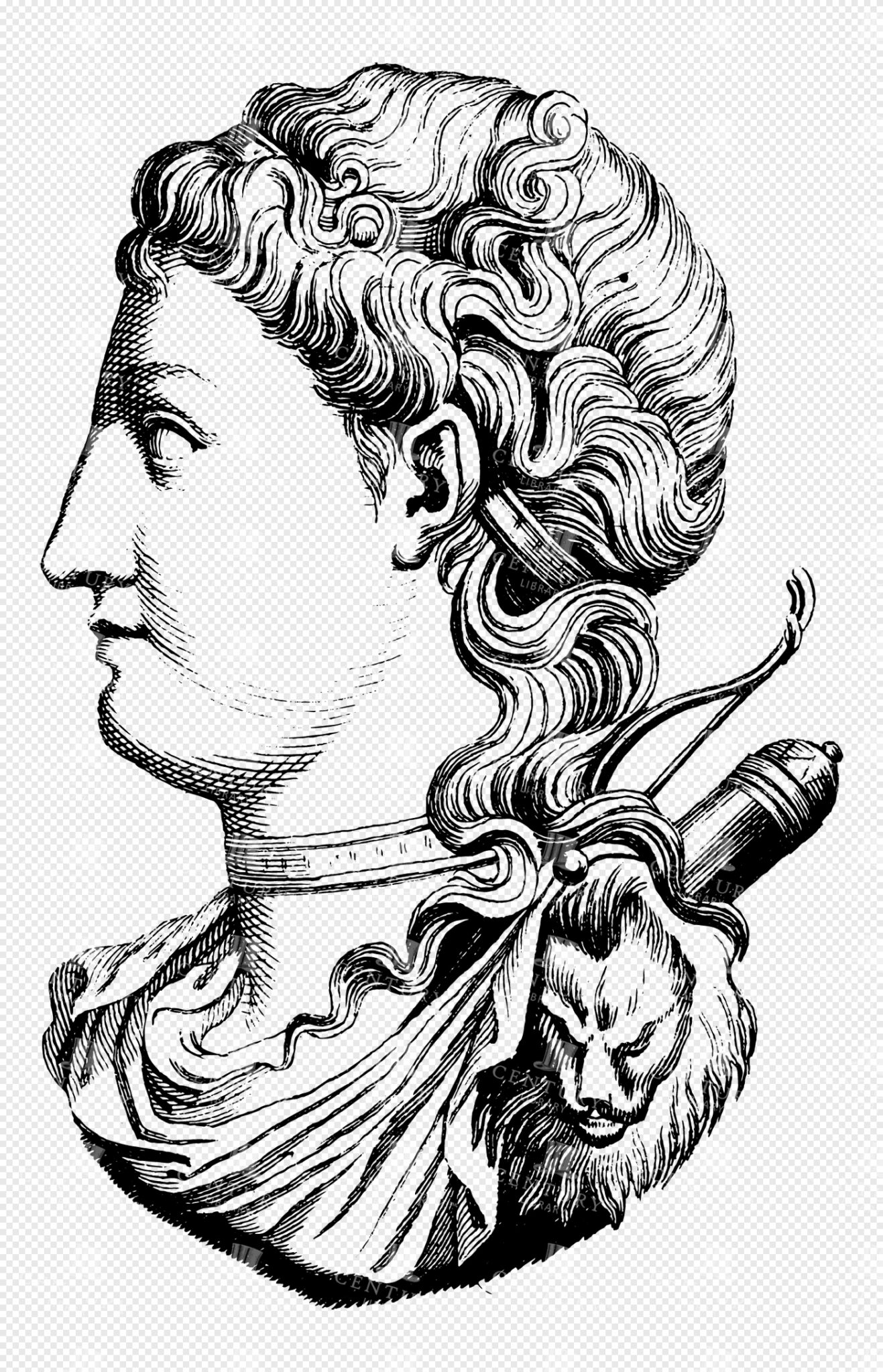 Classical Greco-Roman Bust with Flowing Curls