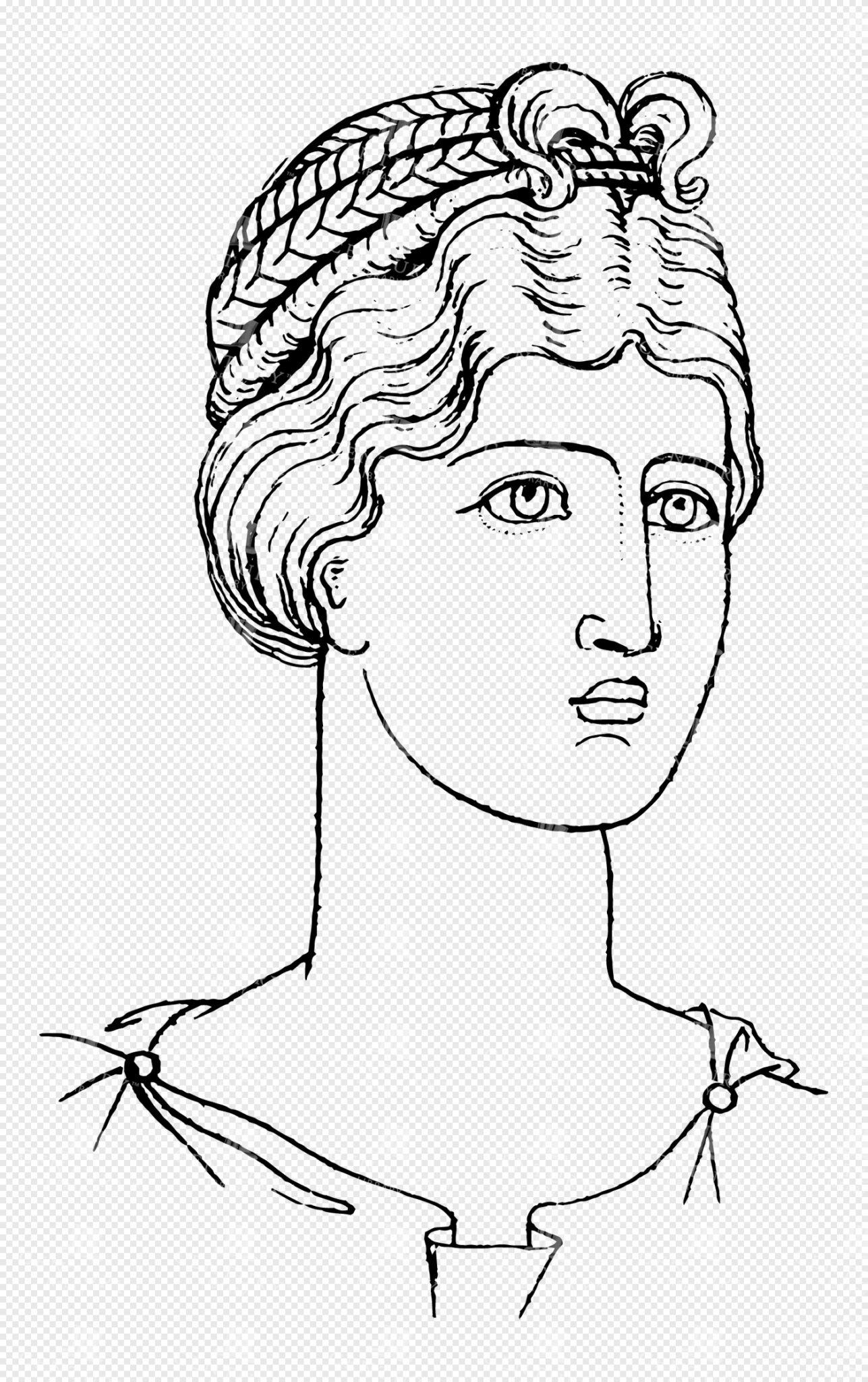 Greek Mythology Lineart of Hera with Braided Crown