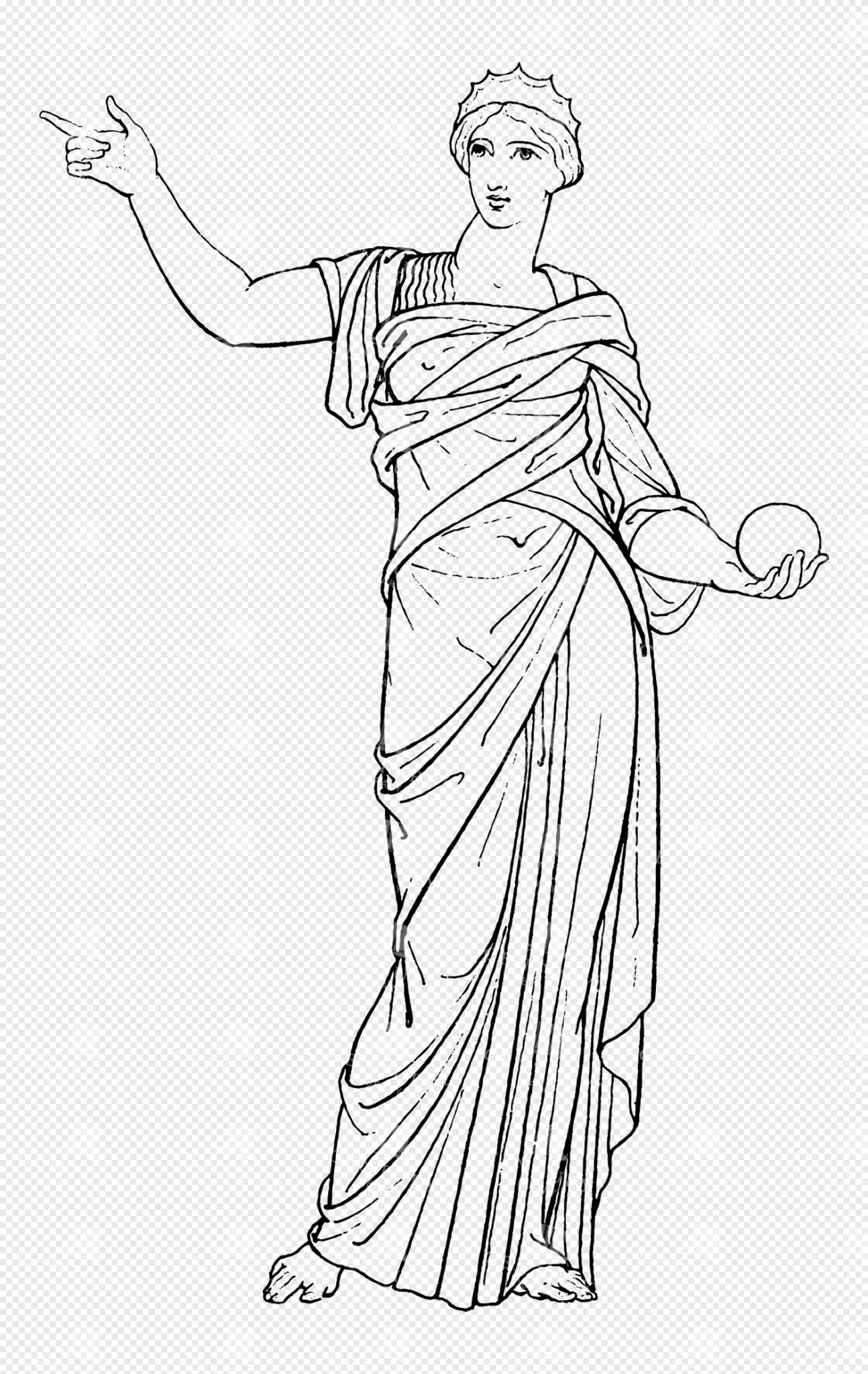 Greek Goddess Themis Holding Sphere and Pointing