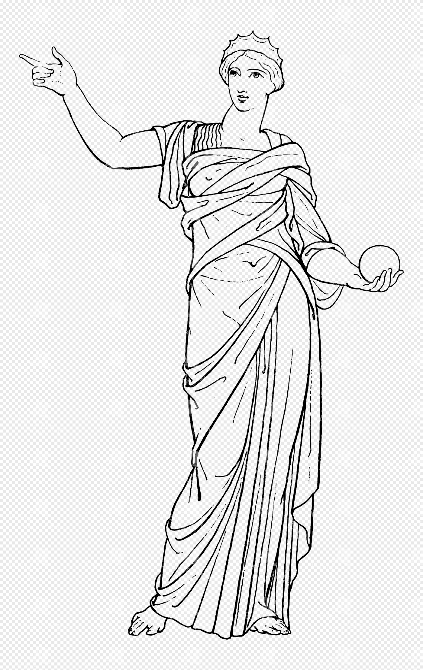 Greek Goddess Themis Holding Sphere and Pointing