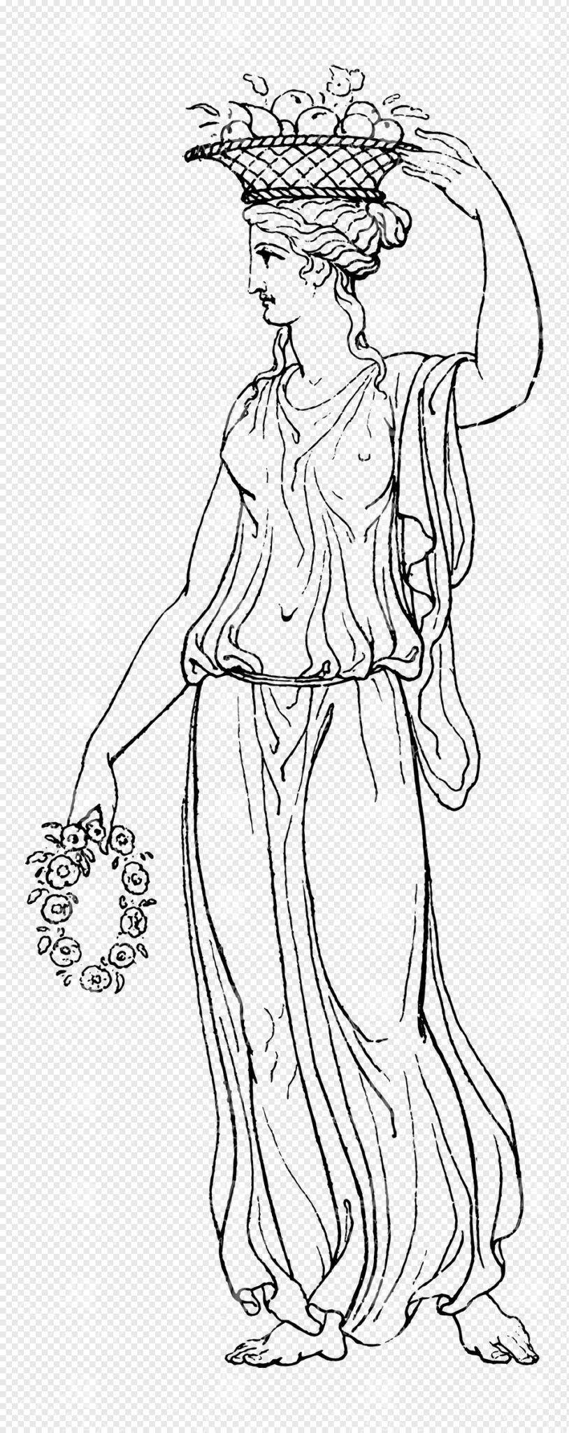 Pomona Carrying Fruit Basket with Floral Wreath