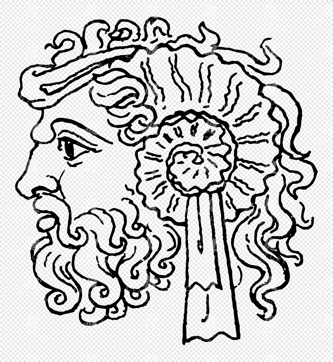 Greek Mythological Figure with Curly Beard