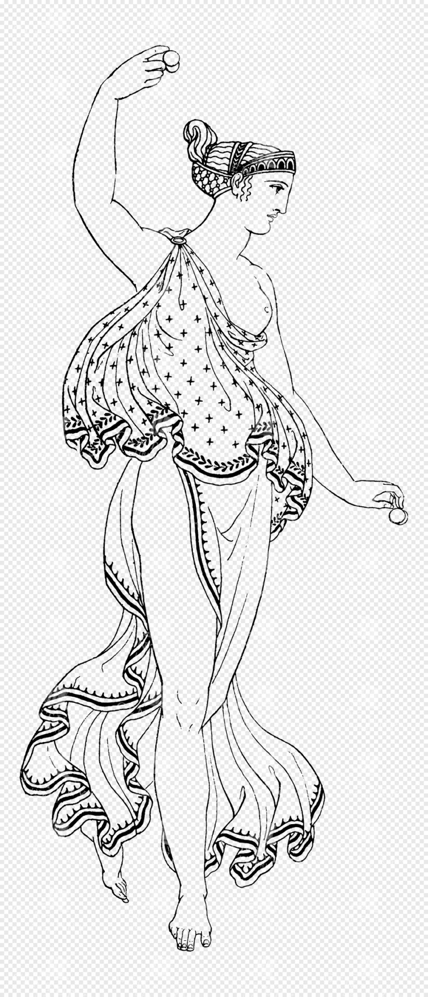 Graceful Greek Goddess Aphrodite Dancing with Flowing Drapery and Elegant Pose