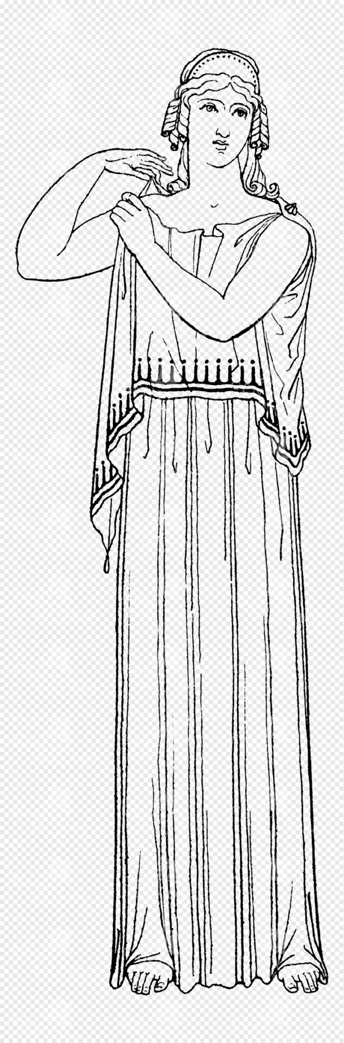 Hera Standing in Flowing Peplos with Ornate Headpiece