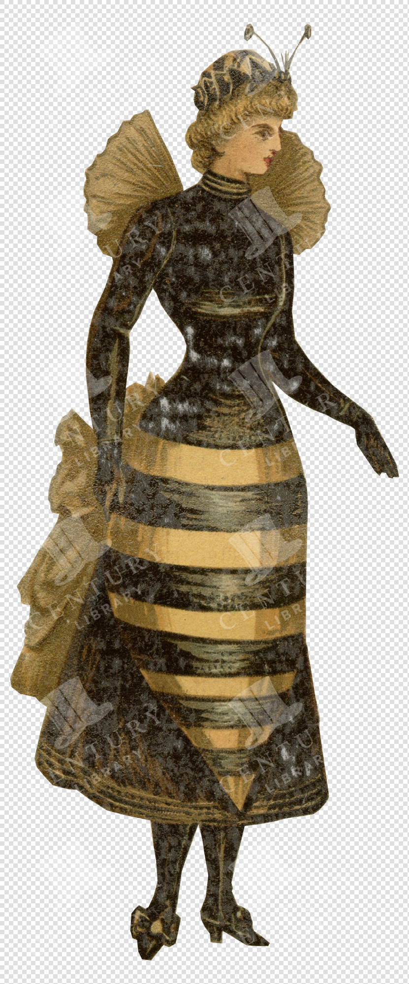The Hornet - Antique Fancy Dress with Striped Gown and Wings