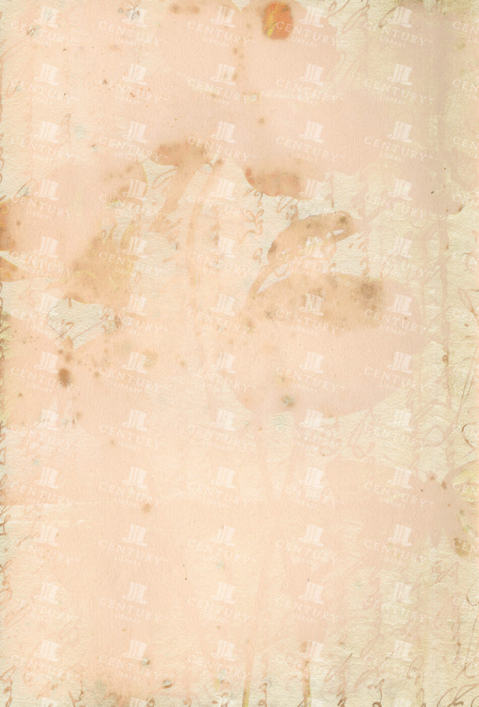 Faded Floral Watercolor On Aged Parchment With Tea-stain Blotches - Pale Peach Wash, Mottled Paper Texture