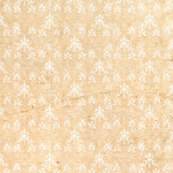 Antique Floral Wallpaper Texture with White Damask Pattern on Aged Paper