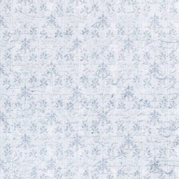 Soft Blue Damask Wallpaper Texture with Handwritten Script and Vintage Floral Pattern