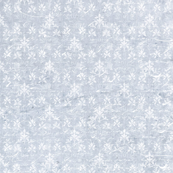 Cool Blue Damask Wallpaper Texture with White Floral Pattern and Script Overlay