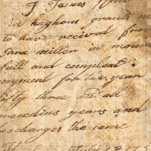 Aged Paper Texture with Cursive Handwriting and Ornamental Border Overlay