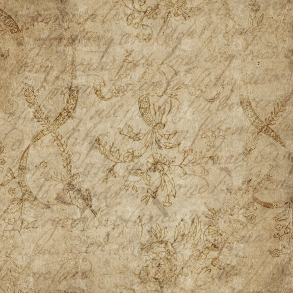 Aged Paper Texture with Handwriting Overlay and Floral Border Etching