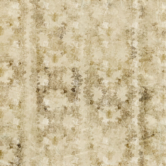 Grunge Paper Texture with Ornate Floral and Bee Border Motif Pattern