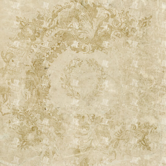 Aged Ornamental Paper Texture with Etched Baroque Frame and Laurel Wreath Motif