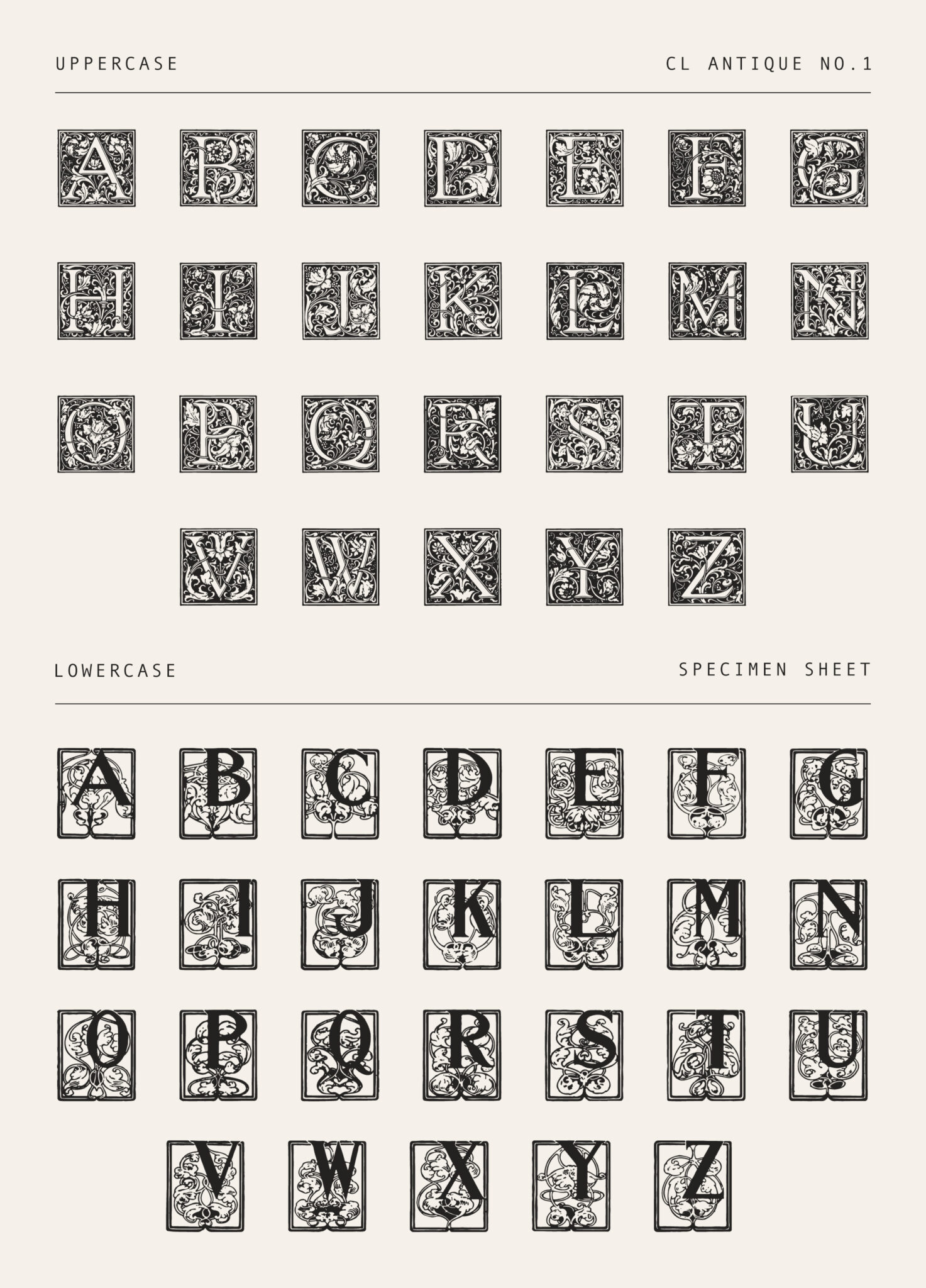 Victorian Ornamental Drop Cap Font – Restored 19th Century Decorative Letters (CL Antique No.1)
