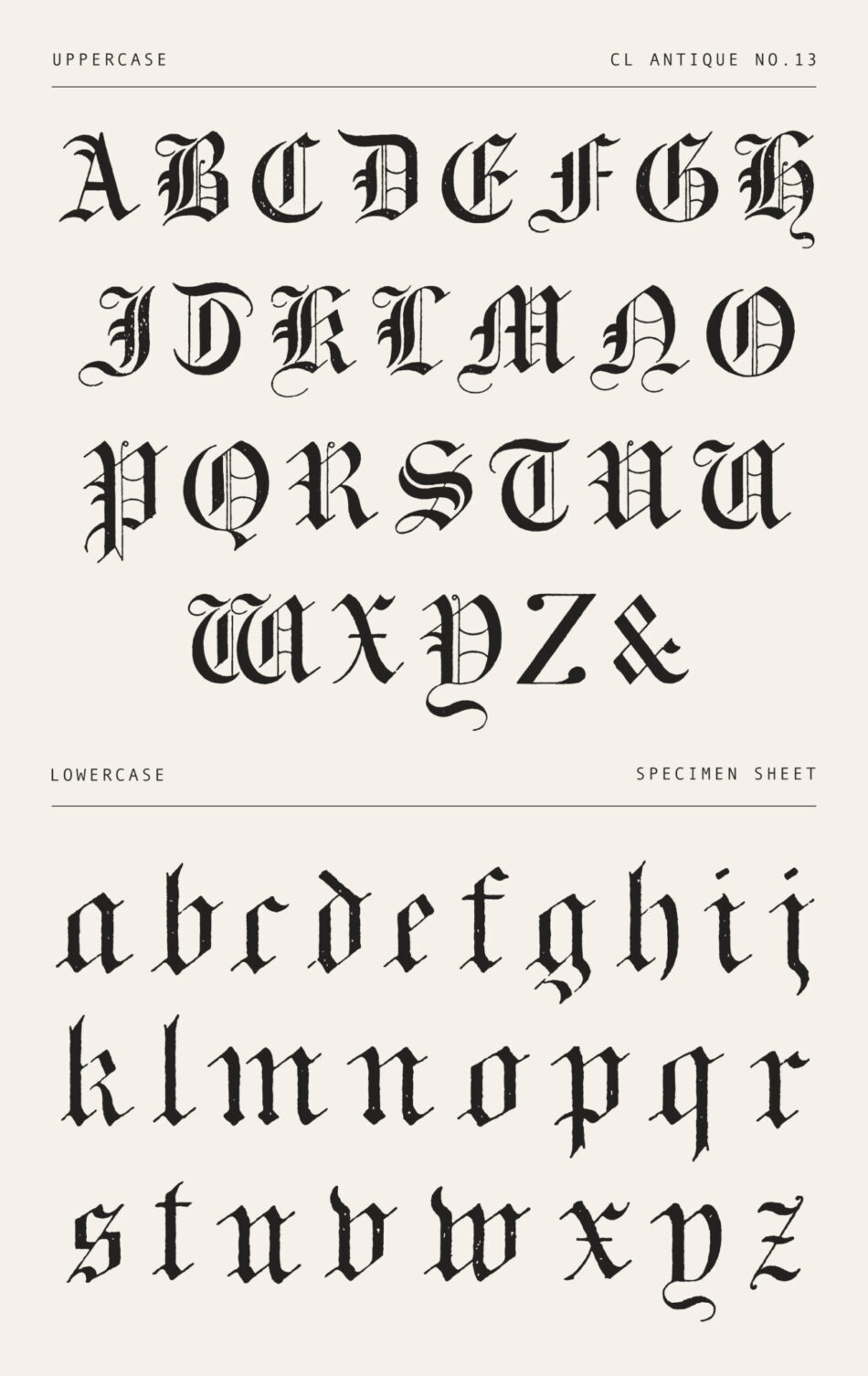 Textured Blackletter Font – Gothic Antique Typeface With Rough Ink Texture (cl Antique No.13)