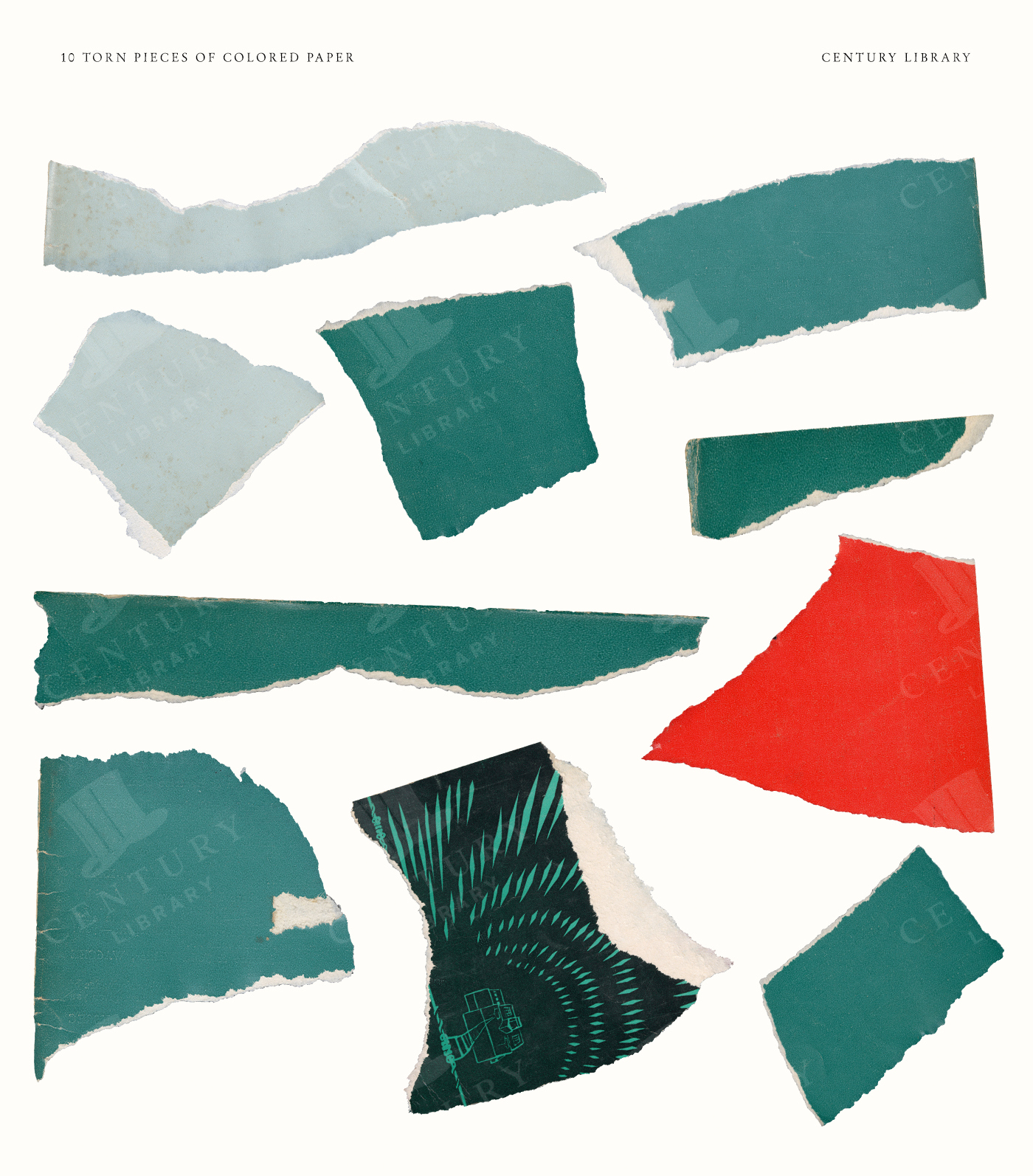 10 Torn Paper Cutouts – Colorful Retro Png's For Digital Collage Art