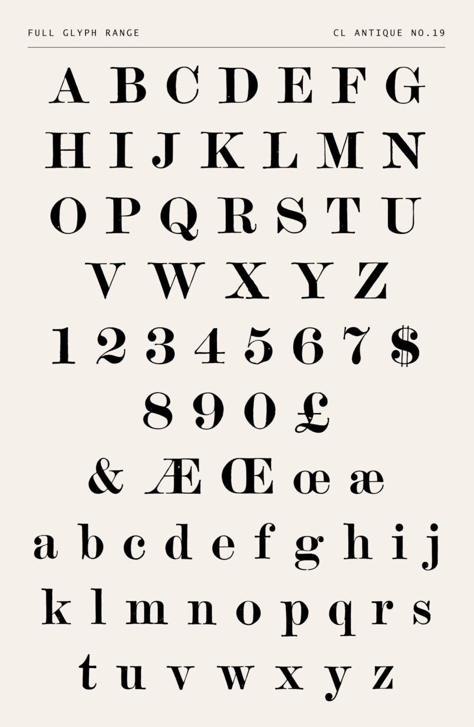 Vintage Hand-Printed Serif Typeface - CL Antique No.19