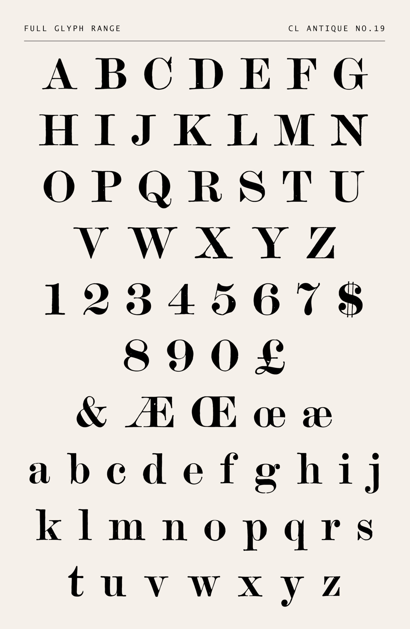 Vintage Hand-Printed Serif Typeface - CL Antique No.19
