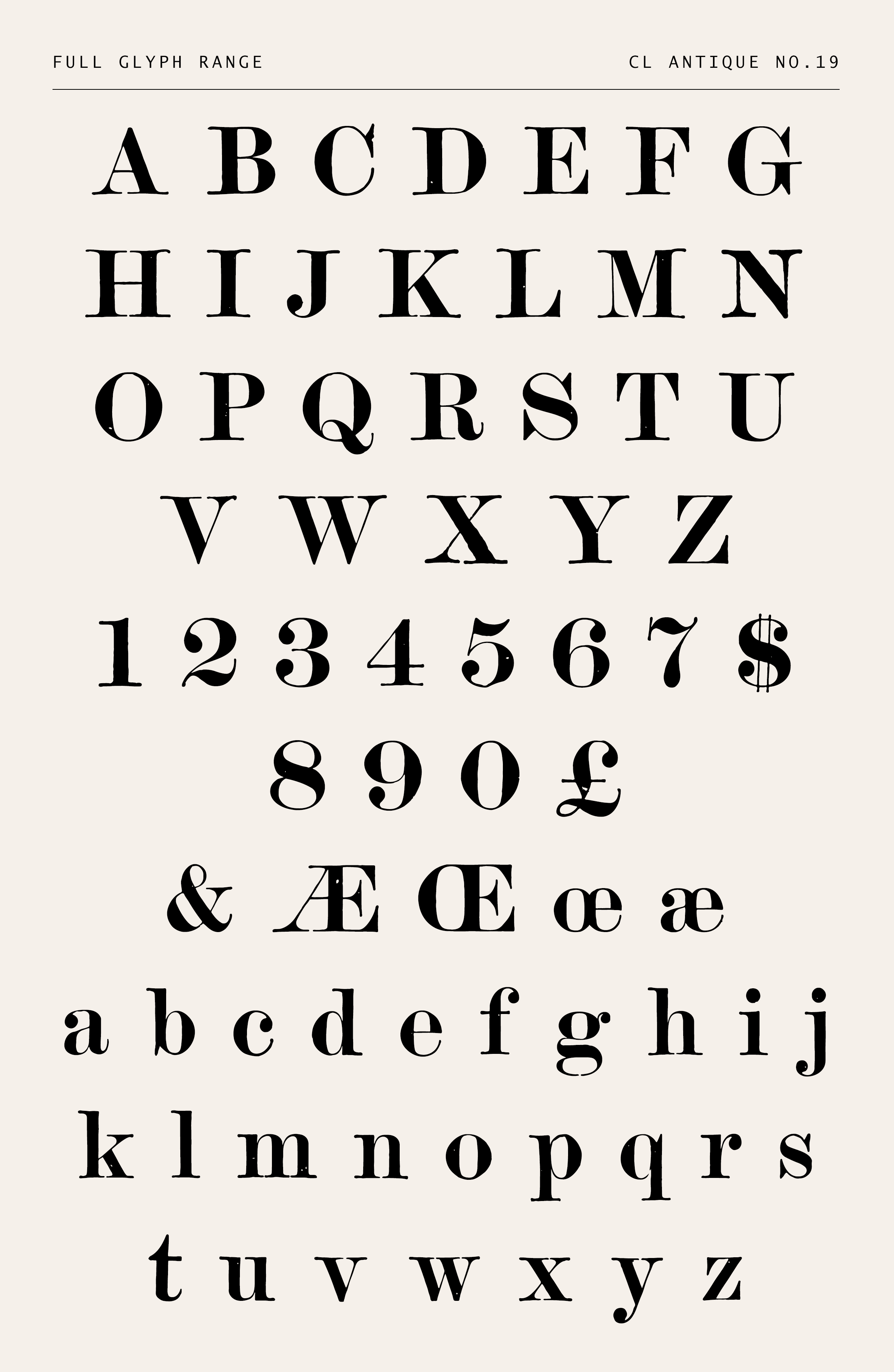 Vintage Hand-Printed Serif Typeface - CL Antique No.19