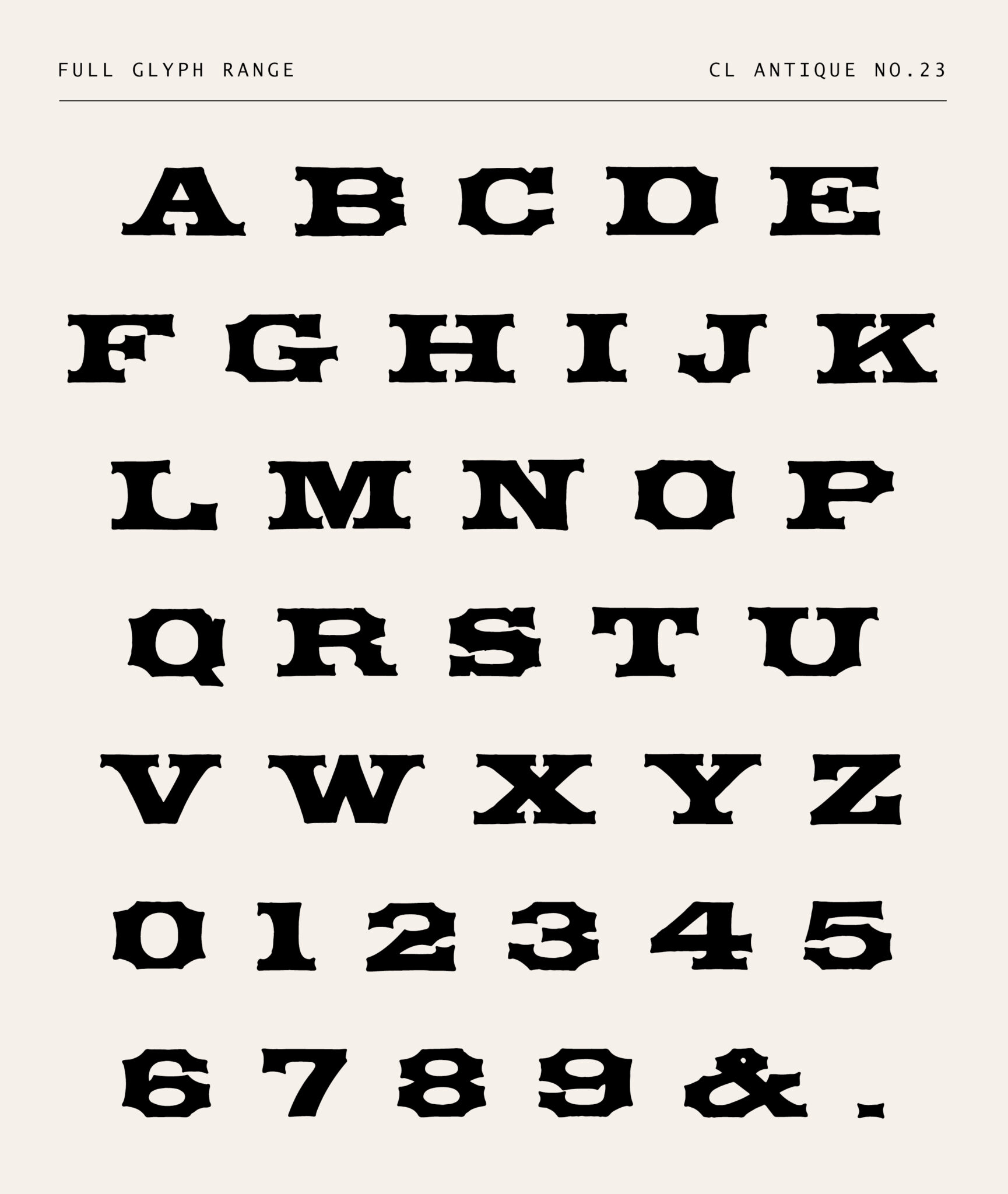 Vintage Western Display Font – 1800s Revival Woodcut Lettering - CL Antique No.23