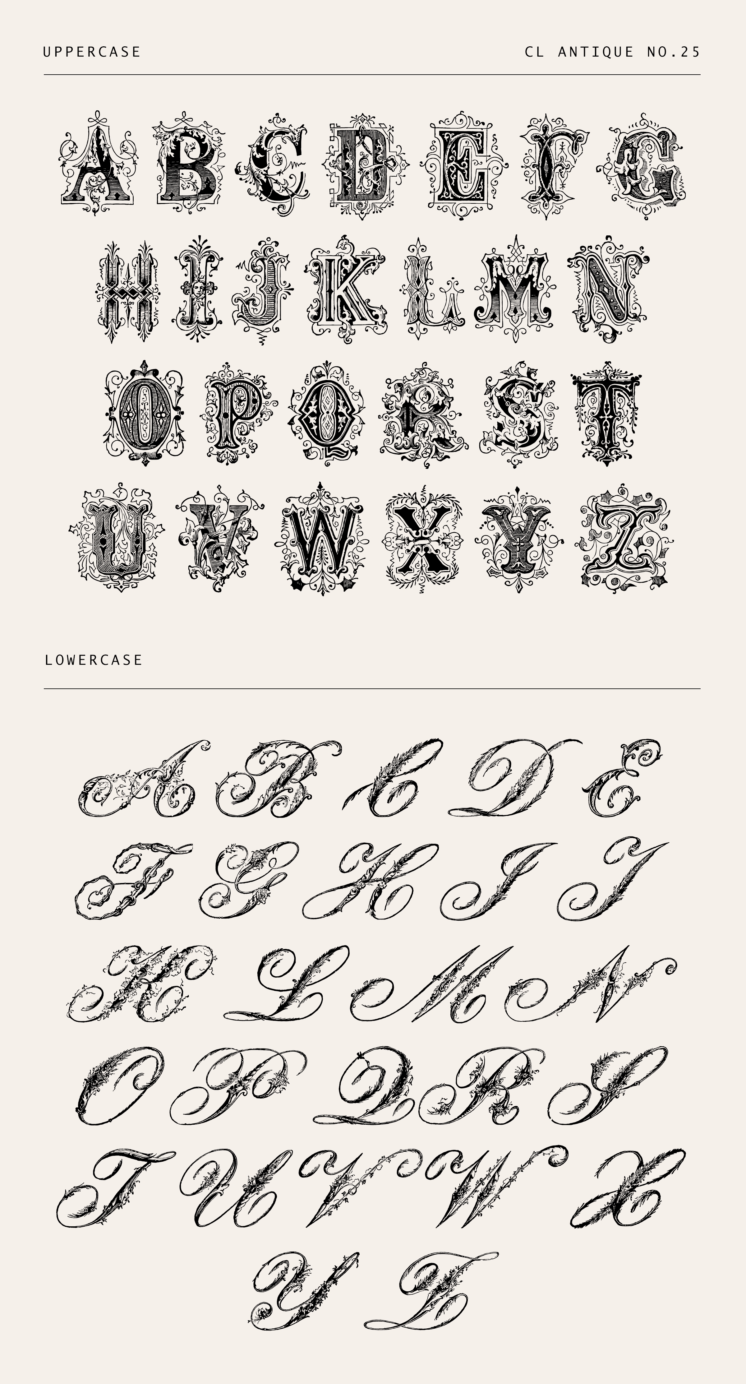 Victorian Drop Cap Collection – Highly Embellished Antique Alphabets - CL Antique No.25