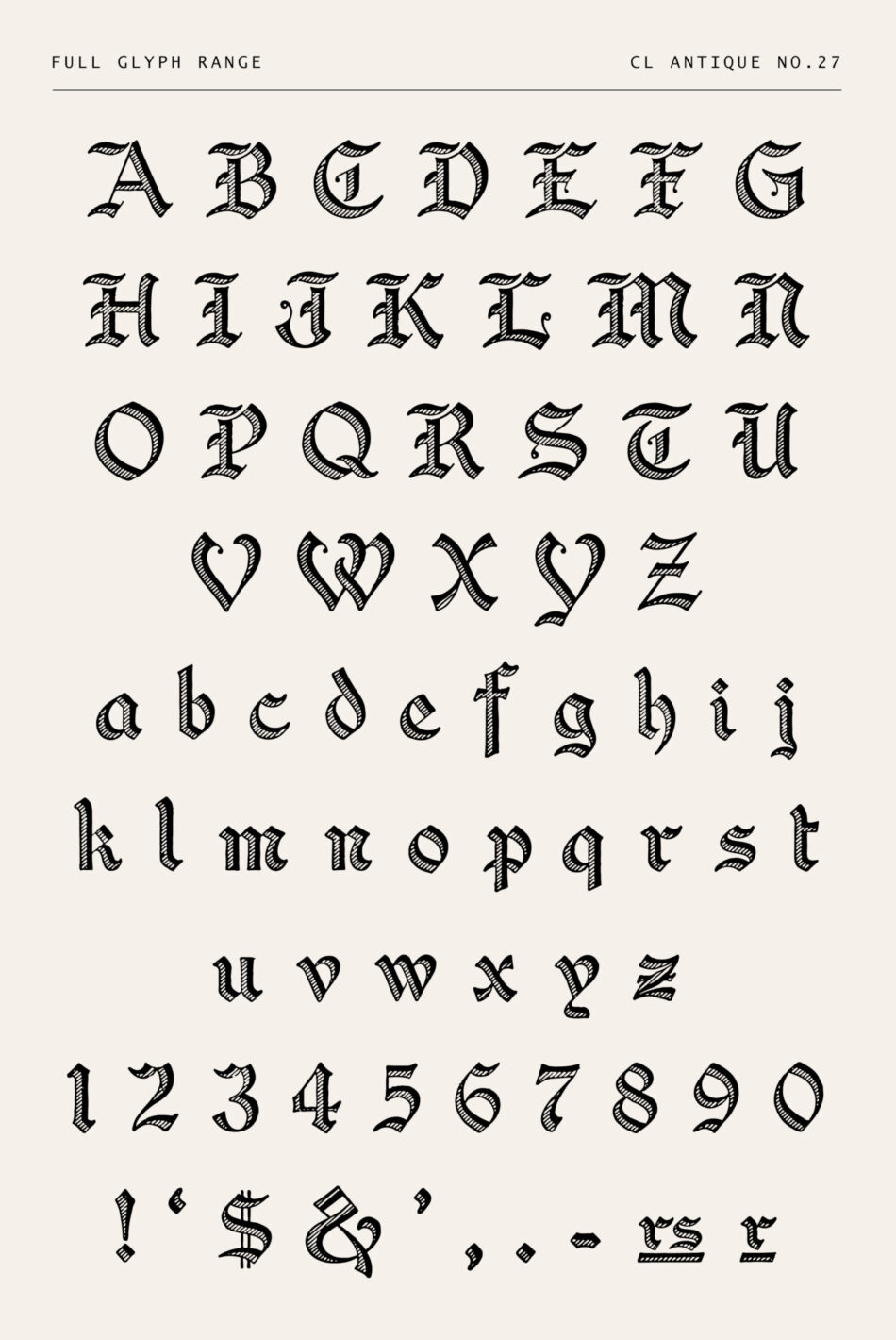 Vintage Crosshatch Blackletter Font - Cl Antique No.27