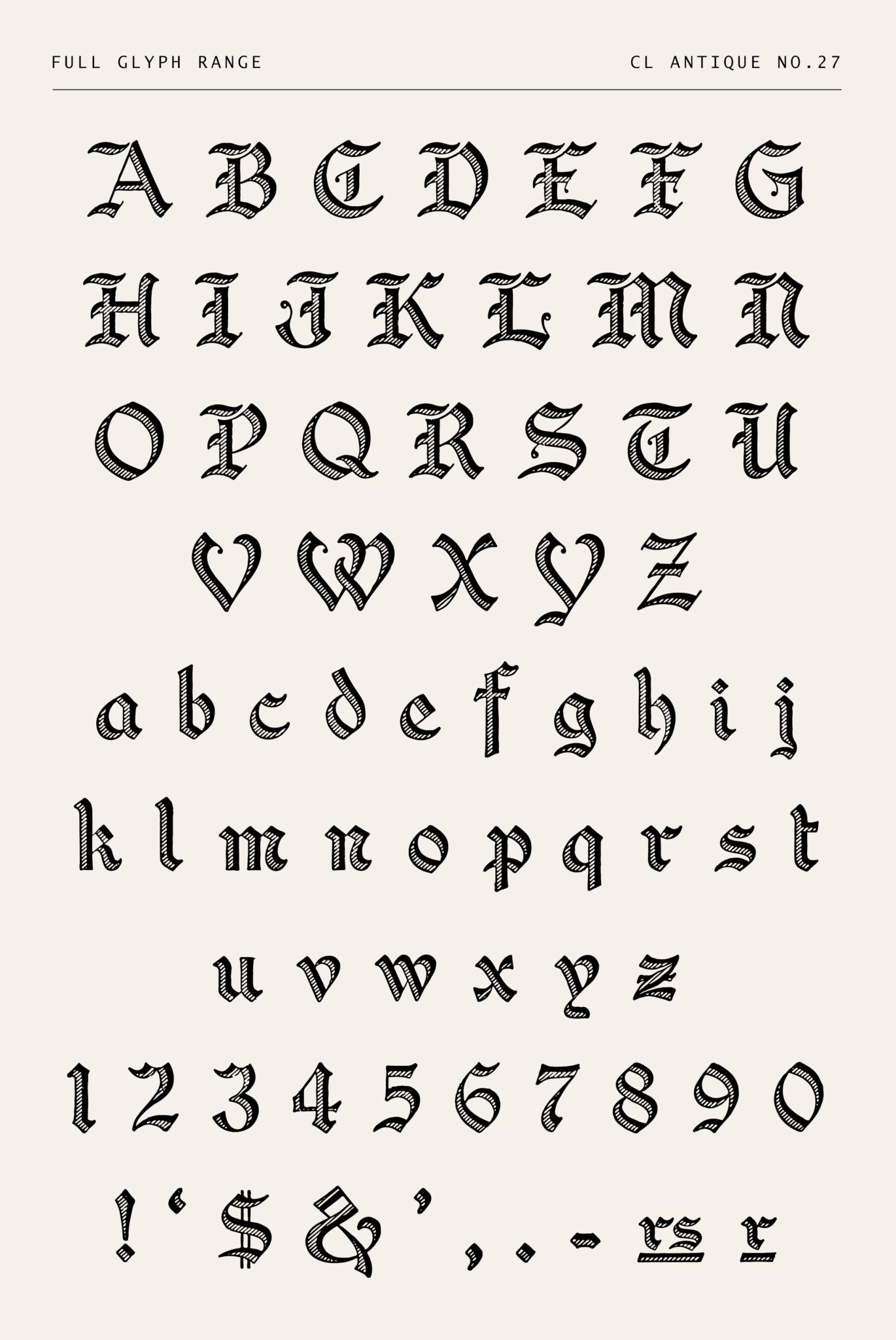 Vintage Crosshatch Blackletter Font - CL Antique No.27