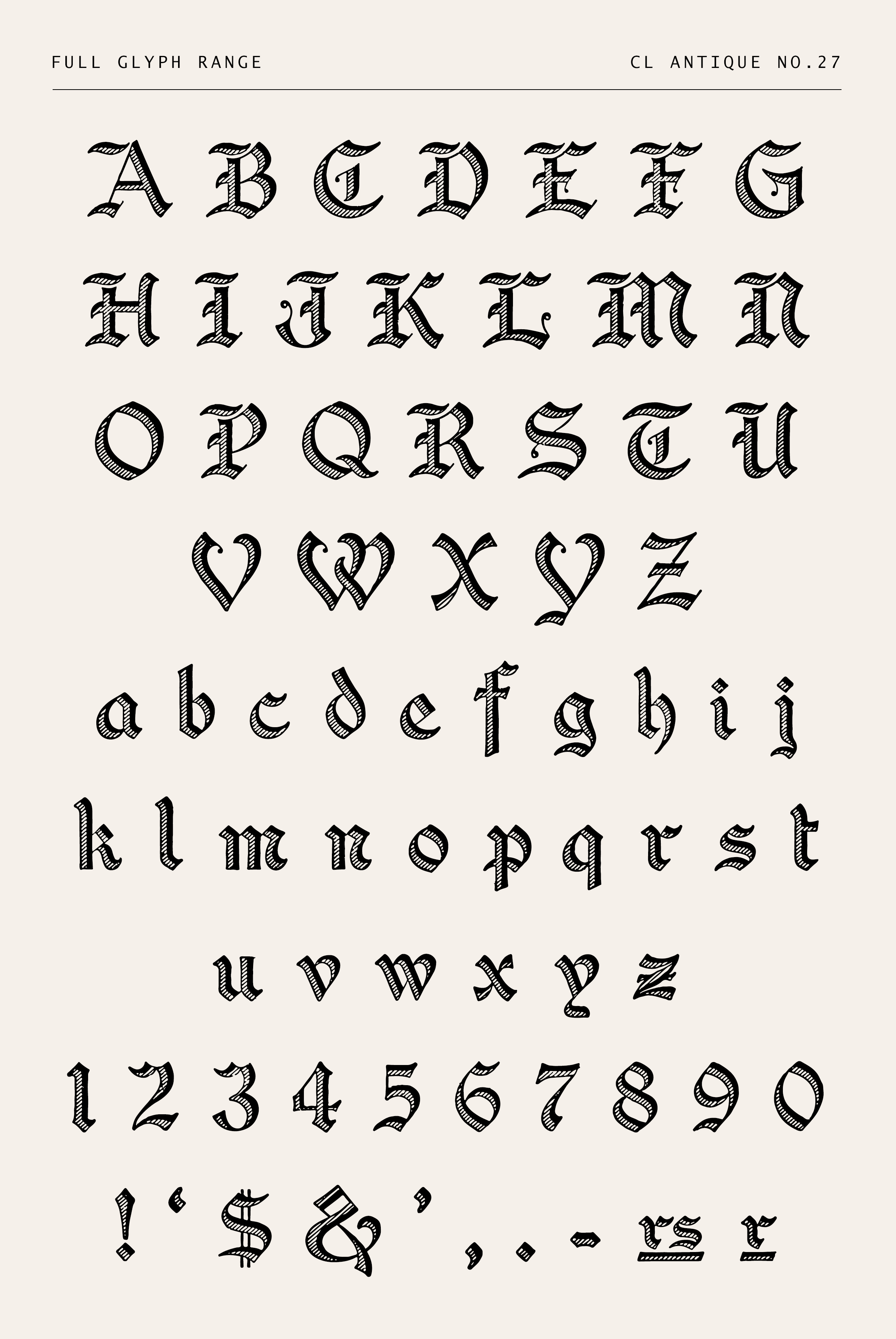 Vintage Crosshatch Blackletter Font - CL Antique No.27