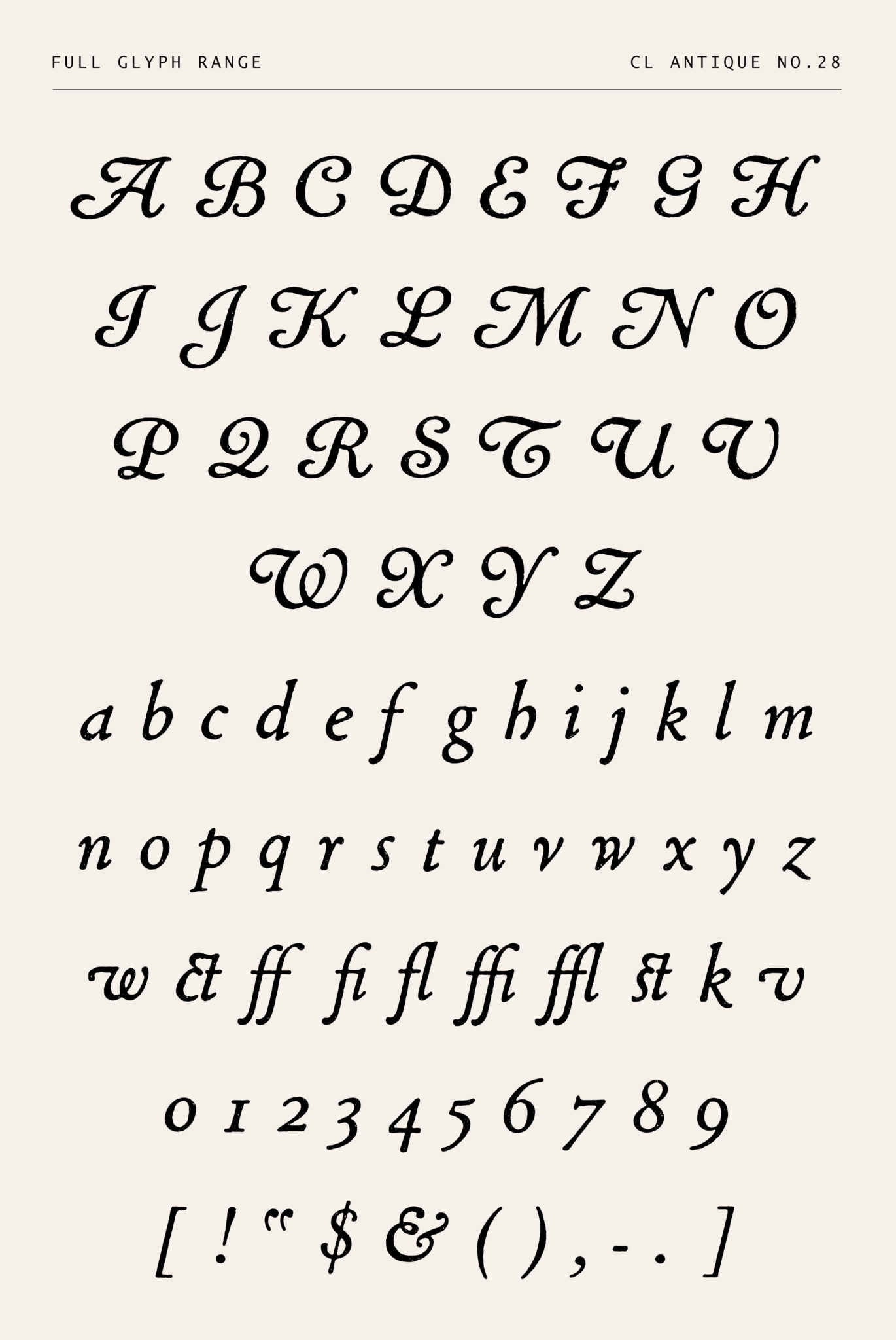 Handcrafted Antique Script – Restored from 19th Century Lettering - CL Antique No.28