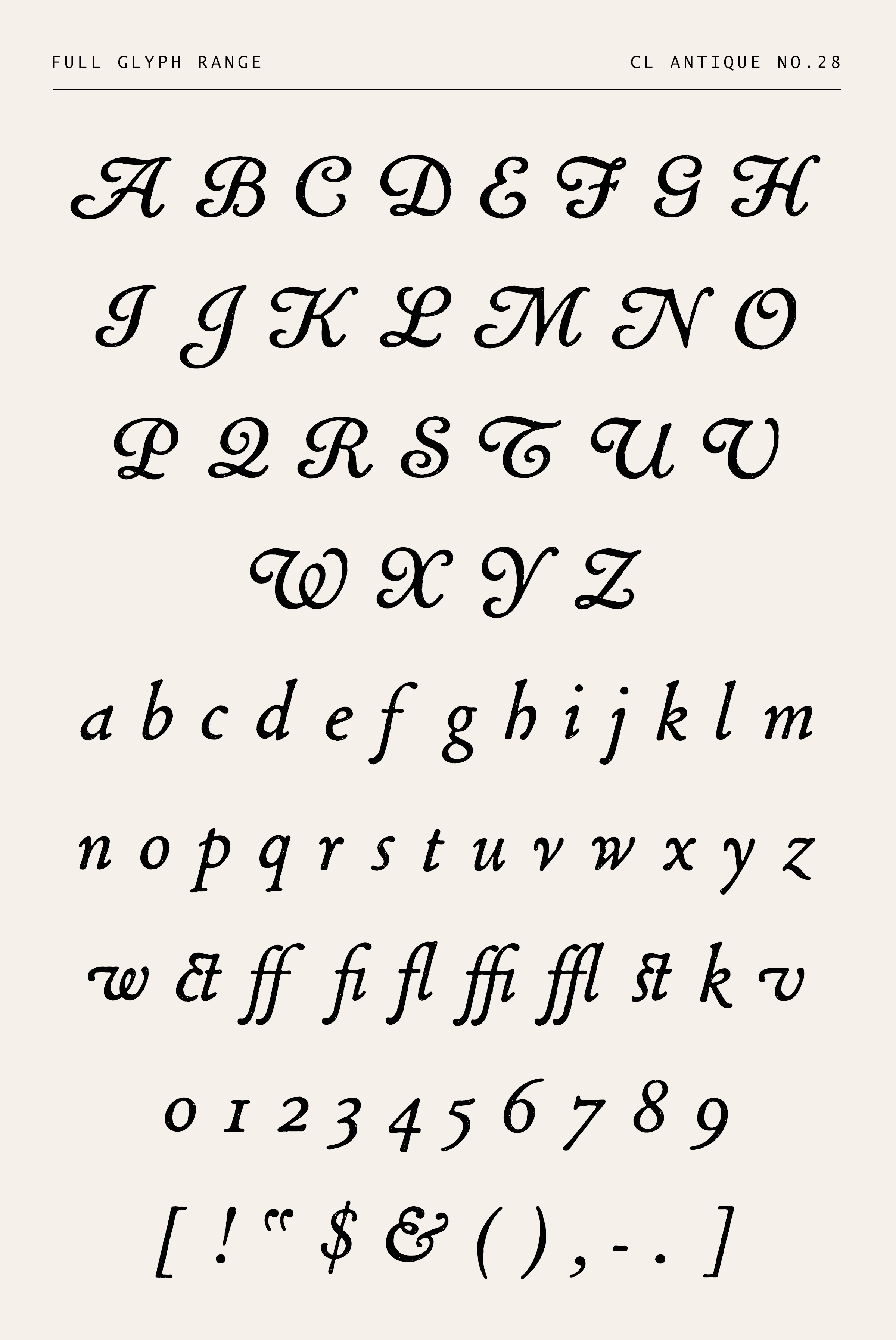 Handcrafted Antique Script – Restored from 19th Century Lettering - CL Antique No.28