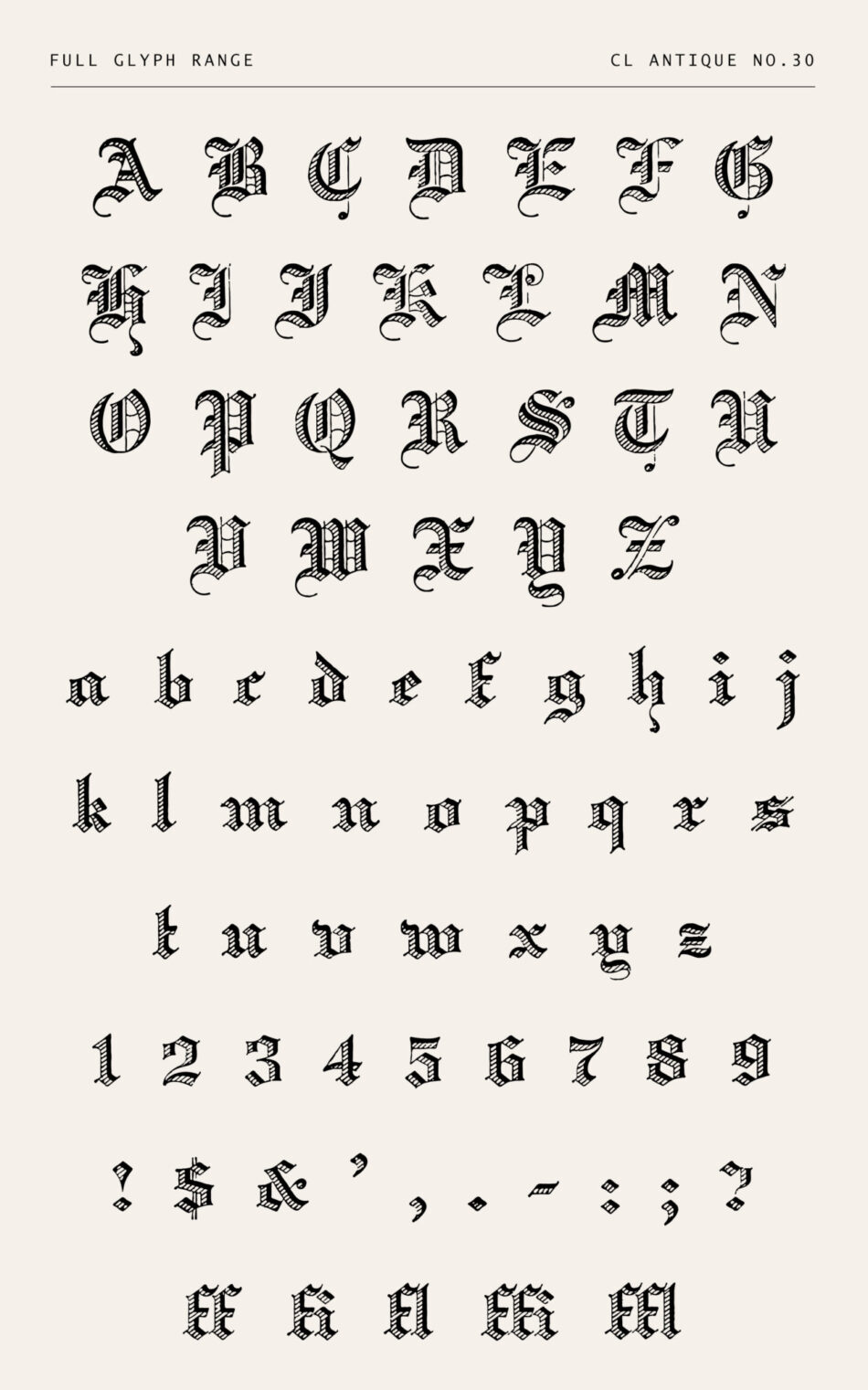 Decorative Hatched Blackletter Font - Cl Antique No.30
