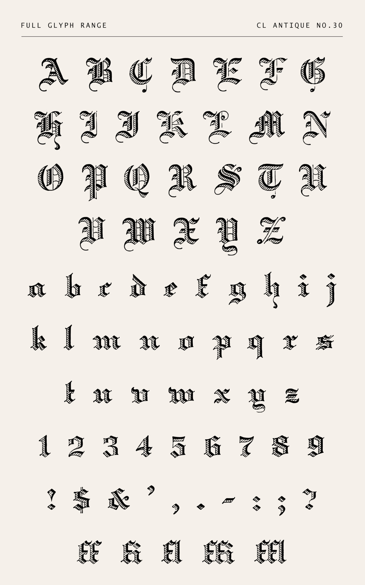 Decorative Hatched Blackletter Font - CL Antique No.30