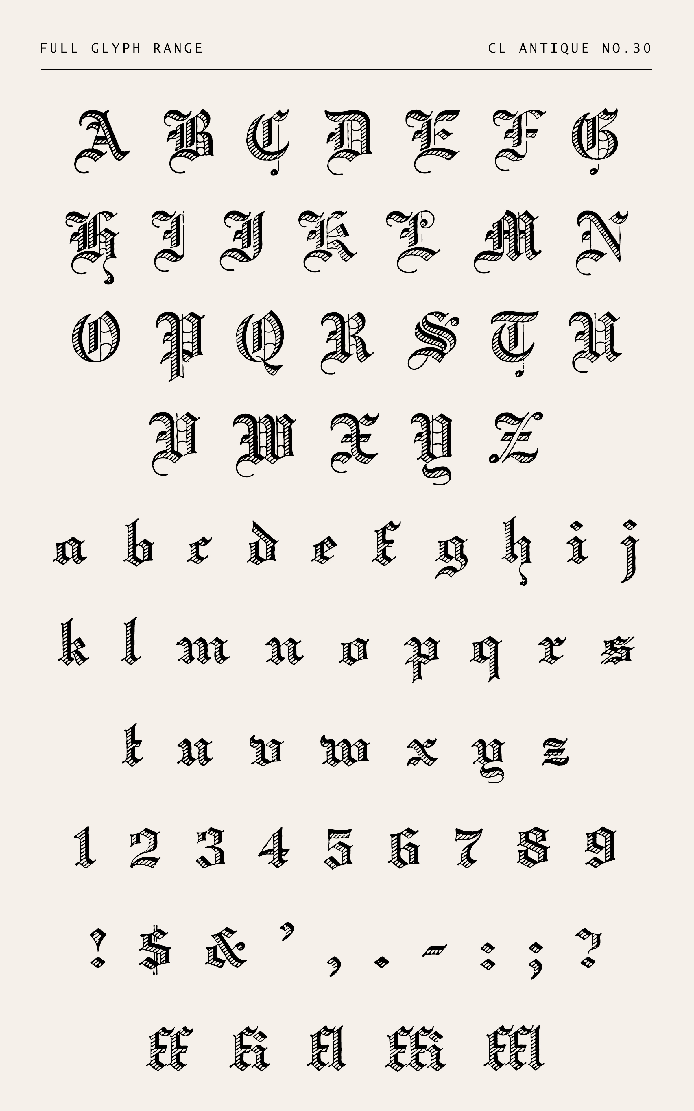 Decorative Hatched Blackletter Font - CL Antique No.30