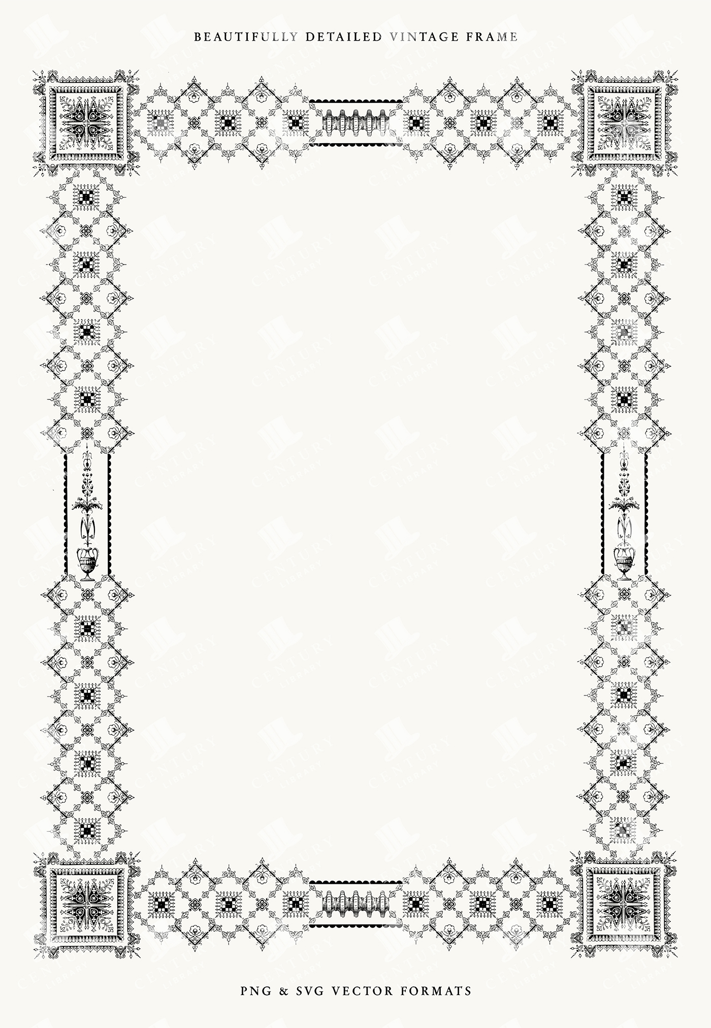 Beautifully Detailed Vintage Frame – Ornamental Square Border in PNG & SVG Vector Formats