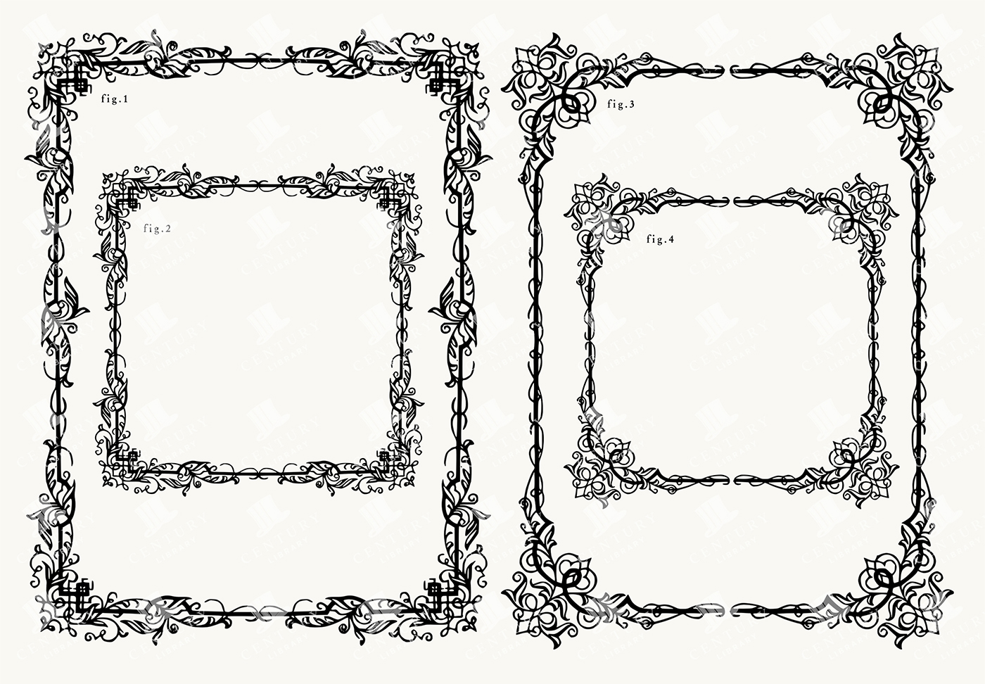 4 Vintage Decorative Borders and Frames – Flourish Ornamental PNG & SVG Set