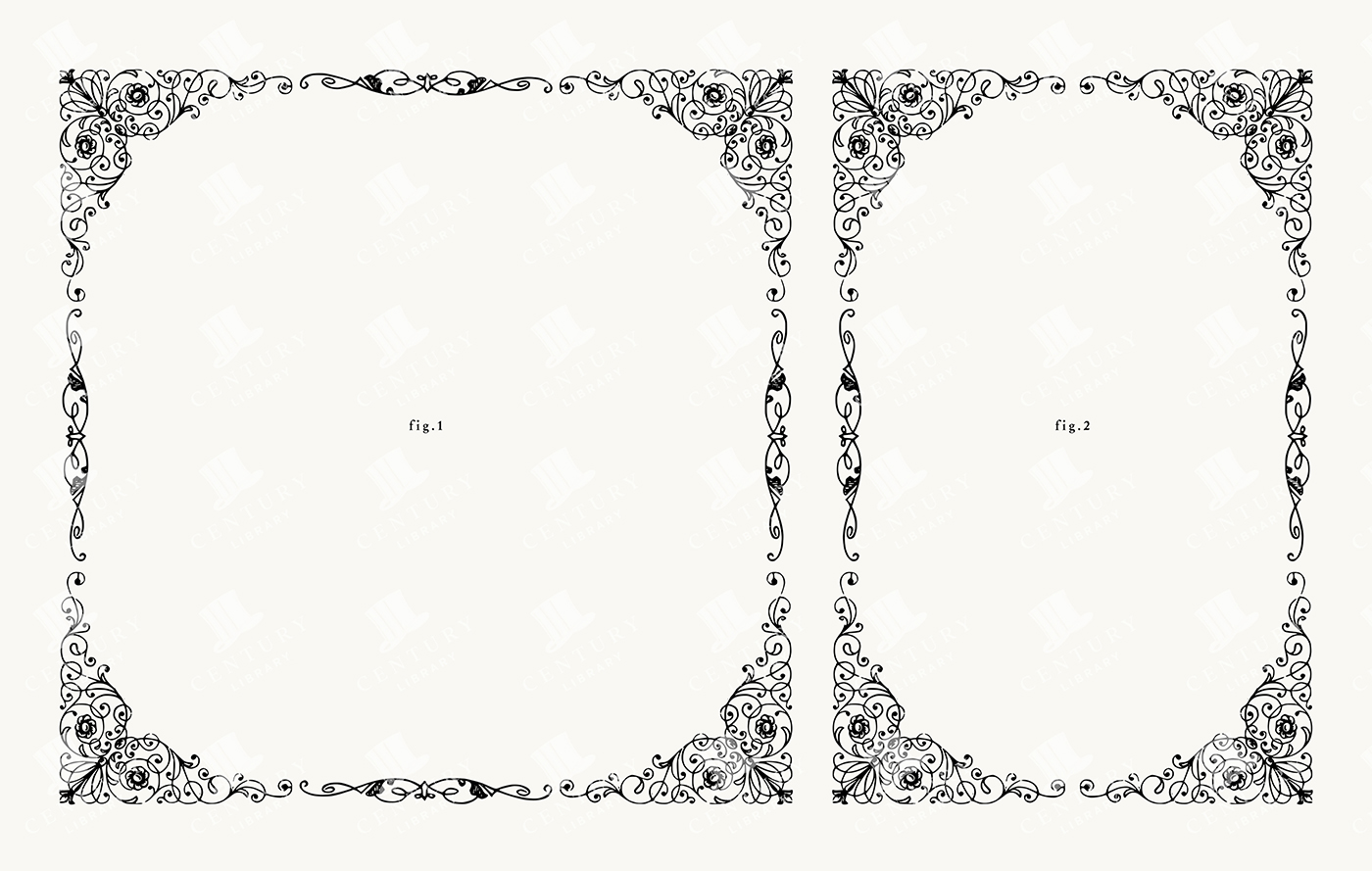 2 Vintage Floral Scroll Borders – Elegant Ornamental Corner PNG & SVG Vector Set