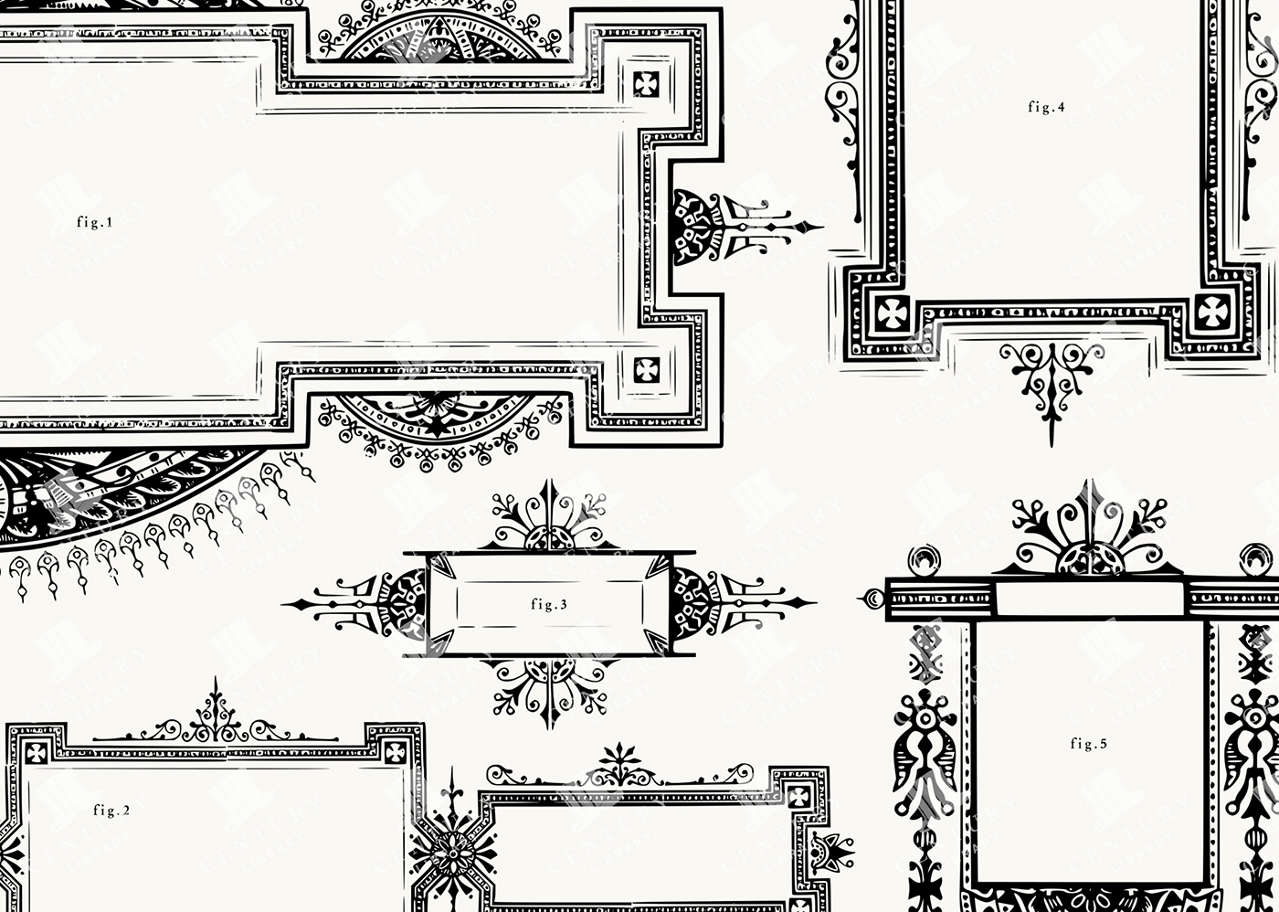 5 Vintage Ornamental Borders and Frames – Floral & Scroll Decorative PNG & SVG Set