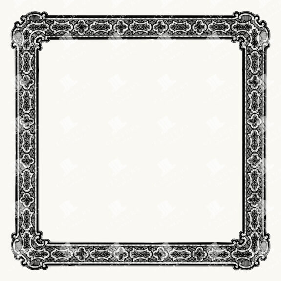 Square Ornamental Border – Cross and Scroll Pattern Decorative Frame PNG & SVG