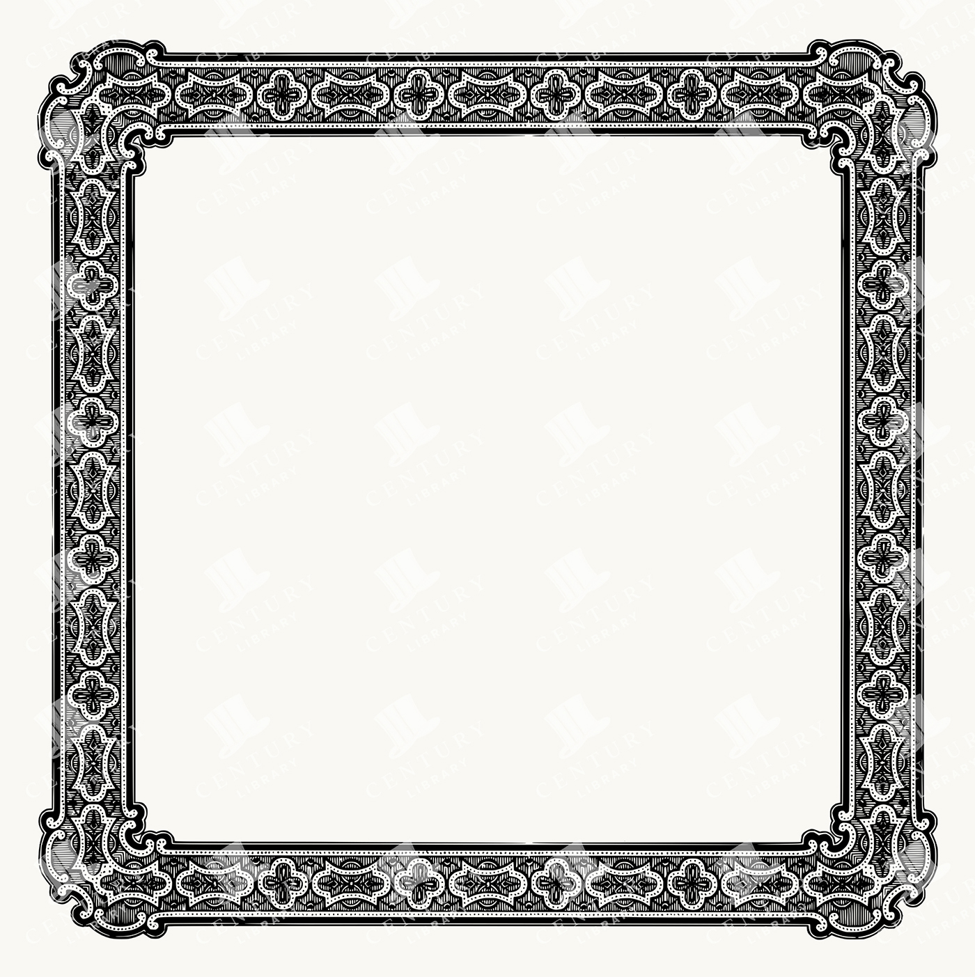 Square Ornamental Border – Cross and Scroll Pattern Decorative Frame PNG & SVG