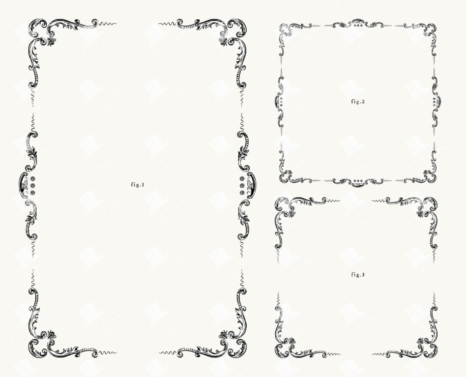 3 Ornamental Borders – Flourish Scroll Frames with Delicate Curves PNG & SVG