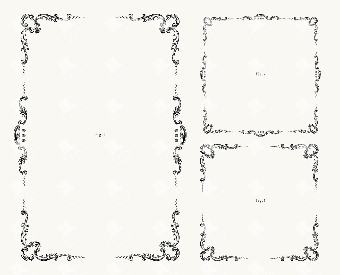 3 Ornamental Borders – Flourish Scroll Frames with Delicate Curves PNG & SVG