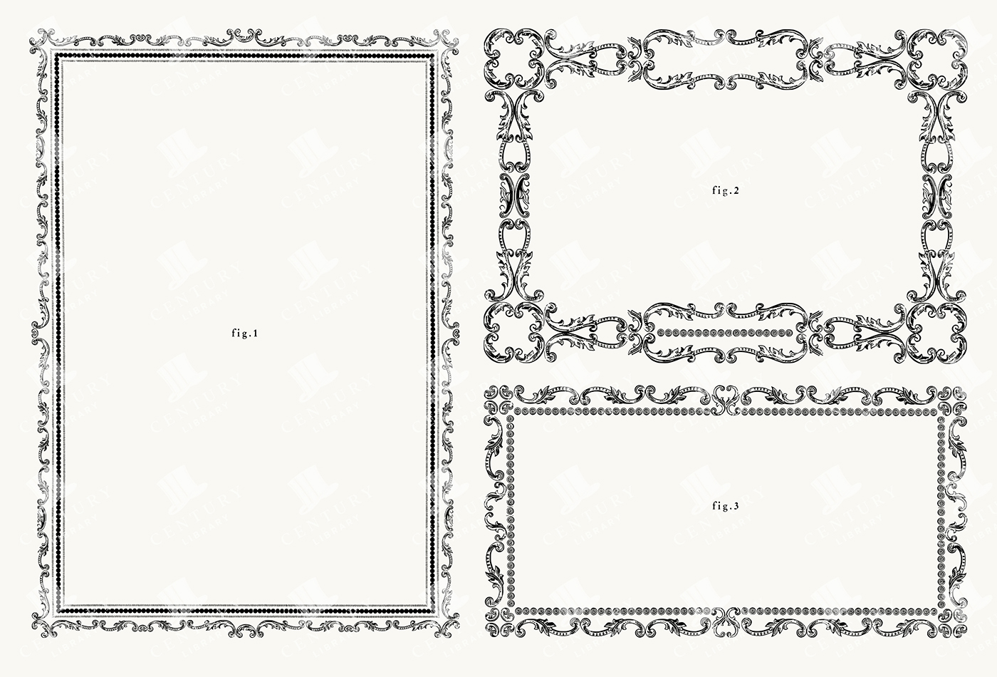 3 Ornamental Borders – Floral Scroll Frames with Beaded Detailing PNG & SVG