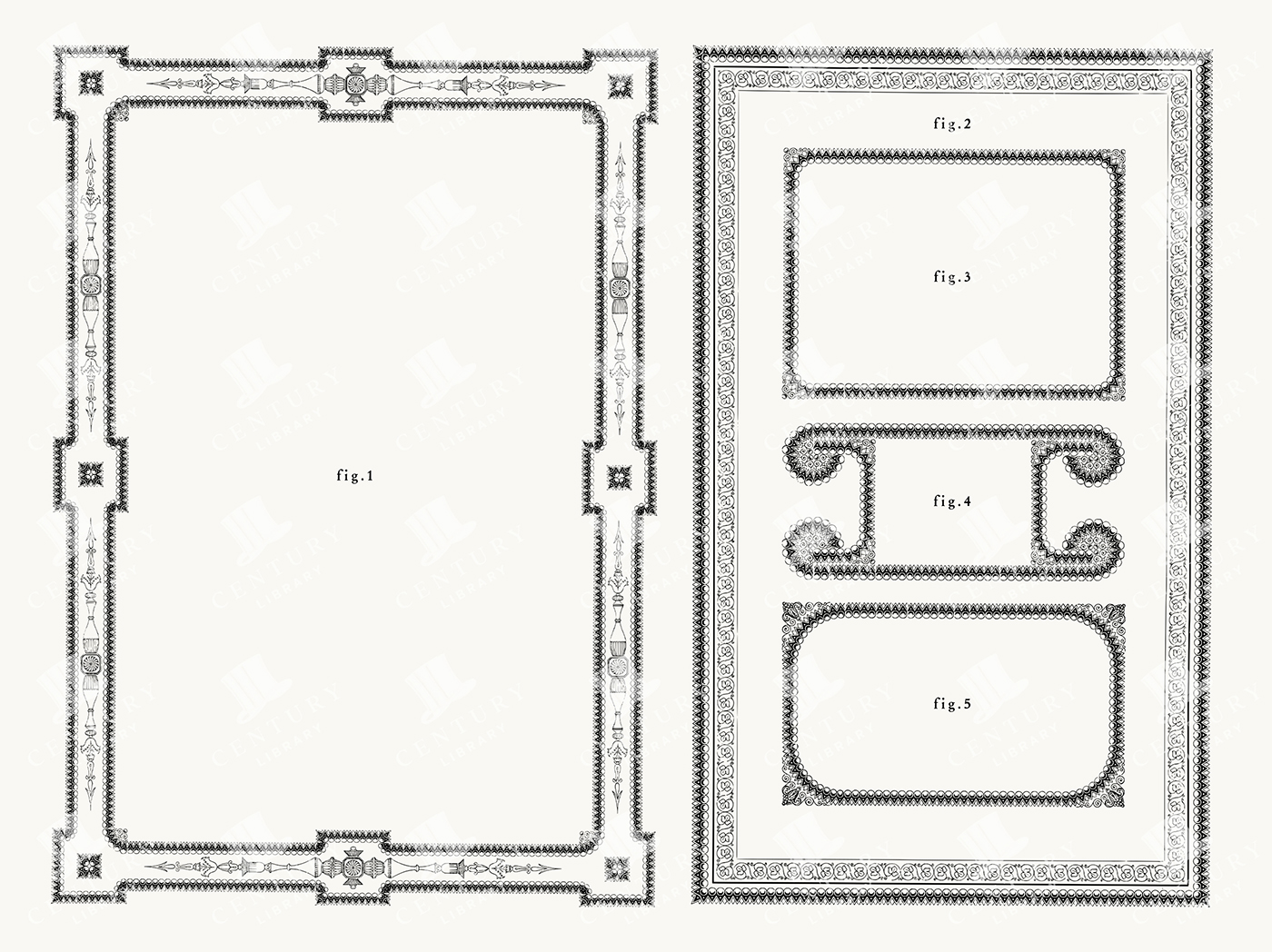 5 Ornamental Borders – Geometric and Scroll Frames with Architectural Motifs PNG & SVG