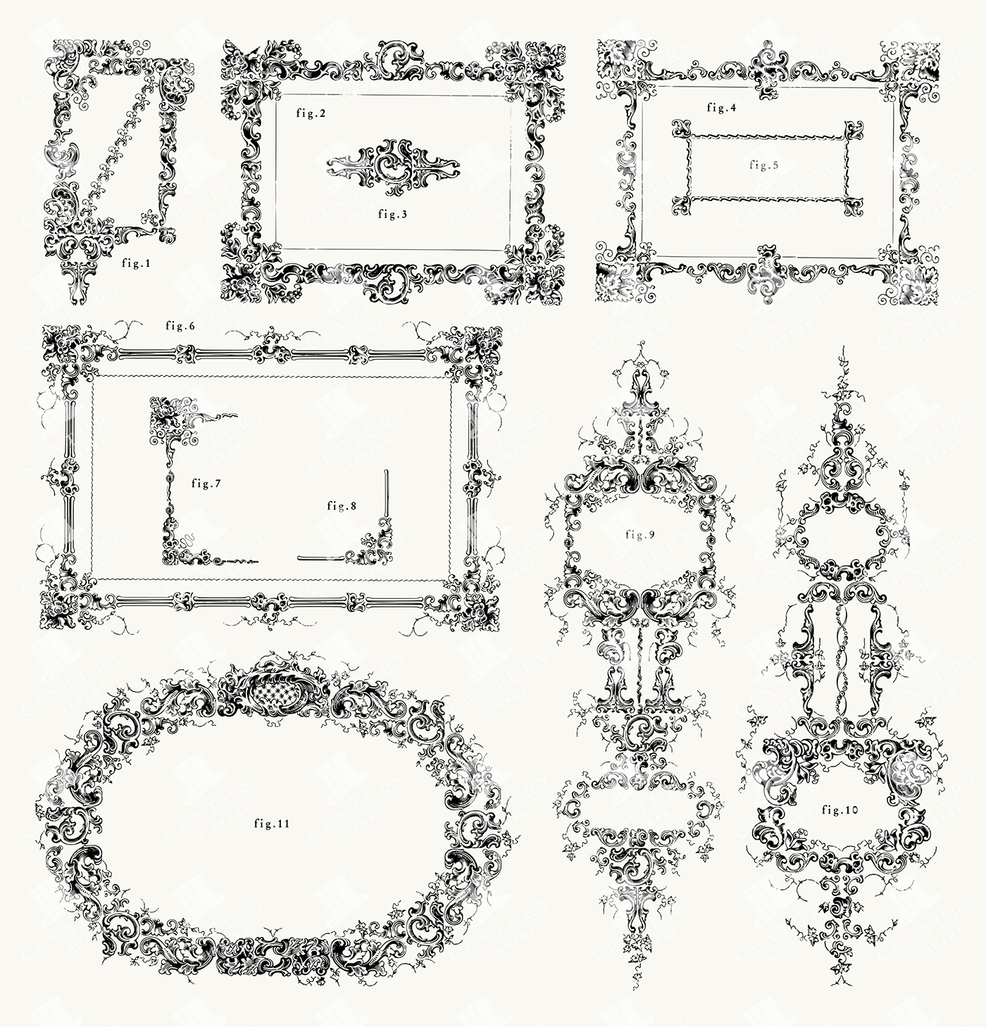 11 Ornamental Borders – Complex Scrollwork and Flourish Frames PNG & SVG