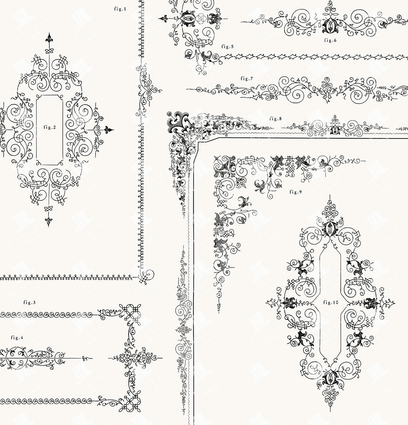 10 Ornamental Borders – Slim Scroll and Lattice Frames with Delicate Flourishes PNG & SVG