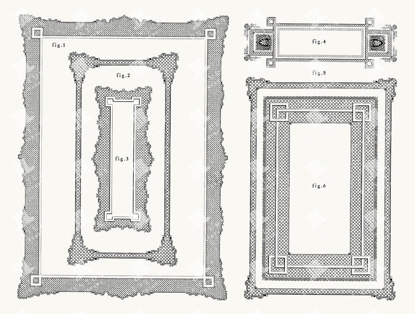 6 Ornamental Borders – Geometric and Textured Frames with Lattice and Architectural Details PNG & SVG